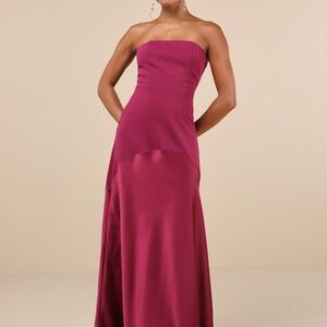 Lulus Compelling Style Plum Purple Strapless A-line Maxi Dress - Size M